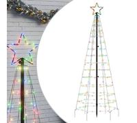 vidaXL Sapin de Noël à LED avec piquets 220 LED colorées 180 cm, décoration de Noël, lumière LED, lumière de Noël 358102