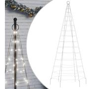 vidaXL Sapin de Noël à LED sur mât de Drapeau 200 LED Blanc 180 cm, décoration de Noël, lumière LED, lumière de Noël extérieure, éclairage LED pour Sapin de Noël