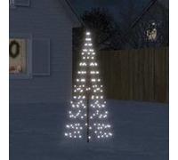 vidaXL Sapin de Noël à LED sur mât de Drapeau 200 LED Blanc 180 cm, décoration de Noël, lumière LED, lumière de Noël extérieure, éclairage LED pour Sapin de Noël