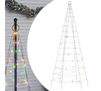 vidaXL Sapin de Noël à LED sur mât de drapeau 200 LED coloré 180 cm, décoration de Noël, lumière LED, lumière de Noël extérieure, éclairage LED pour sapin de Noël