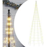 vidaXL Sapin de Noël à LED sur mât de Drapeau 550 LED Blanc 300 cm, décoration de Noël, lumière LED, lumière de Noël extérieure, éclairage LED pour Sapin de Noël