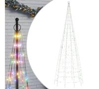 vidaXL Sapin de Noël à LED sur mât de Drapeau 550 LED coloré 300 cm, décoration de Noël, lumière LED, lumière de Noël extérieure, éclairage LED pour Sapin de Noël
