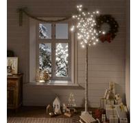 vidaXL Sapin de Noël Arbre de Noël Décoration de Noël Jardin Patio Arrière-cour Salon 200 LED Blanc Froid Saule 2,2 m Intérieur/Extérieur Blanc G