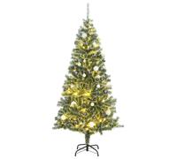 vidaXL Sapin de Noël artificiel 300 LED&boules&neige floquée 210 cm