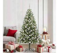 vidaXL Sapin de Noël artificiel à charnière avec neige en flocons