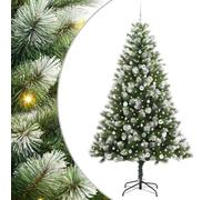 vidaXL Sapin de Noël Artificiel à charnière avec Neige en Flocons, Sapins de Noël artificiels, Style Moderne, éclairage LED, Forme de cône, déco Festive, PVC Robuste, Structure Pliable
