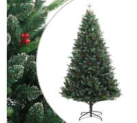 vidaXL Sapin de Noël artificiel à charnières avec baies rouges 210 cm