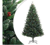 vidaXL Sapin de Noël artificiel à charnières avec baies rouges 210 cm 356734
