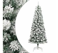 Sapin de Noël Artificiel à Charnières avec Neige Floquée, Arbre de Noël avec Support, Décoration de Vacances Fête Intérieur Extérieur, 210 cm