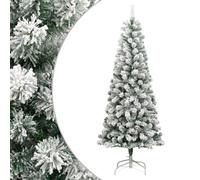 vidaXL Sapin de Noël artificiel à charnières avec neige floquée, support 210 cm intérieur/extérieur