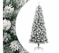 Sapin de Noël Artificiel à Charnières avec Neige Floquée, Arbre de Noël avec Support, Décoration de Vacances Fête Intérieur Extérieur, 210 cm
