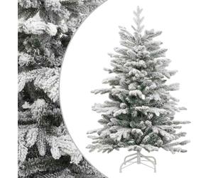 vidaXL Sapin de Noël Artificiel à Charnières avec Neige Floquée, Arbre de Noël avec Support, Décoration de Fête Vacance Maison Intérieur, 180 cm
