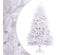 vidaXL Sapin de Noël artificiel à charnières avec support blanc 180 cm, arbre de Noël, arbre de Noël artificiel, ornement de Noël, décoration de Noël Blanc G