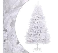 vidaXL Sapin de Noël artificiel à charnières avec support blanc 210 cm, arbre de Noël, arbre de Noël artificiel, ornement de Noël, décoration de Noël Blanc G