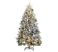 Sapin de Noël Artificiel Articulé 300 LED et Boules, Arbre de Noël avec Support, Décoration de Fête avec Lumières Vacance, 180 cm