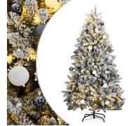 vidaXL Sapin de Noël artificiel articulé 300 LED et boules avec support 180 cm