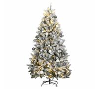 vidaXL Sapin de Noël Artificiel Articulé 300 LED et Boules, Arbre de Noël avec Support, Décoration de Fête avec Lumières Vacance, 300 cm