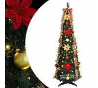 vidaXL Sapin de Noël Artificiel avec 100 LED Vert 150 cm PVC, Arbre de Noël Portable en Forme de cône, Tissu PVC résistant, LED lumière Blanche Chaude, déco Jardin, intérieur