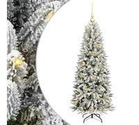 vidaXL Sapin de Noël Artificiel avec 150 LED avec Support Blanc 120 cm, Sapins Modernes, déco Cone pour Les fêtes, lumières LED Flexibles, alimenté par USB, décor Festif intérieur