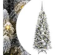 vidaXL Sapin de Noël Artificiel avec 150 LED avec Support Blanc 120 cm, Sapins Modernes, déco Cone pour Les fêtes, lumières LED Flexibles, alimenté par USB, décor Festif intérieur