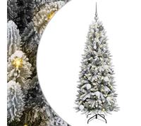 vidaXL Sapin de Noël Artificiel avec 150 LED avec Support Blanc 150 cm, Sapins Modernes, déco Cone pour Les fêtes, lumières LED Flexibles, alimenté par USB, décor Festif intérieur