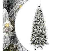 vidaXL Sapin de Noël Artificiel avec 300 LED avec Support Blanc 180 cm, Sapins Modernes, déco Cone pour Les fêtes, lumières LED Flexibles, alimenté par USB, décor Festif intérieur