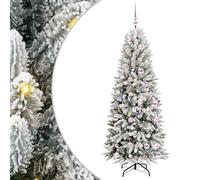 vidaXL Sapin de Noël Artificiel avec 300 LED avec Support Blanc 180 cm, Sapins Modernes, déco Cone pour Les fêtes, lumières LED Flexibles, alimenté par USB, décor Festif intérieur