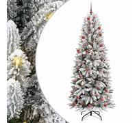 vidaXL Sapin de Noël Artificiel avec 300 LED avec Support Blanc 210 cm, Sapins Modernes, déco Cone pour Les fêtes, lumières LED Flexibles, alimenté par USB, décor Festif intérieur