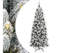 vidaXL Sapin de Noël Artificiel avec 300 LED avec Support Blanc 210 cm, Sapins Modernes, déco Cone pour Les fêtes, lumières LED Flexibles, alimenté par USB, décor Festif intérieur
