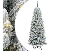 vidaXL Sapin de Noël Artificiel avec 300 LED avec Support Blanc 210 cm, Sapins Modernes, déco Cone pour Les fêtes, lumières LED Flexibles, alimenté par USB, décor Festif intérieur