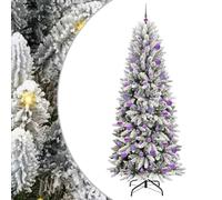 vidaXL Sapin de Noël Artificiel avec 300 LED avec Support Blanc 210 cm, Sapins Modernes, déco Cone pour Les fêtes, lumières LED Flexibles, alimenté par USB, décor Festif intérieur