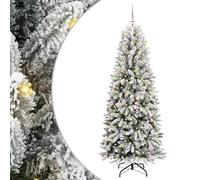 vidaXL Sapin de Noël Artificiel avec 300 LED avec Support Blanc 240 cm, Sapins Modernes, déco Cone pour Les fêtes, lumières LED Flexibles, alimenté par USB, décor Festif intérieur