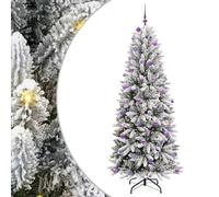 vidaXL Sapin de Noël Artificiel avec 300 LED avec Support Blanc 240 cm, Sapins Modernes, déco Cone pour Les fêtes, lumières LED Flexibles, alimenté par USB, décor Festif intérieur