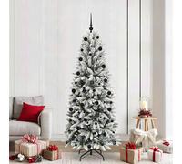vidaXL Sapin de Noël Artificiel avec 300 LED avec Support Blanc 210 cm, Sapins Modernes, déco Cone pour Les fêtes, lumières LED Flexibles, alimenté par USB, décor Festif intérieur