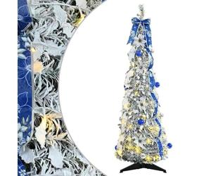 vidaXL Sapin de Noël Artificiel avec 50 LED Blanc 120 cm PVC, Salon, Arbre Art Déco Portable, décor saisonnier, lumières LED, Ambiance de Noël, pièce maîtresse Festive
