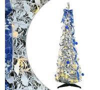 vidaXL Sapin de Noël Artificiel avec 50 LED Blanc 120 cm PVC, Sapin Noël en cône, Pliable et léger, Durable, avec lumières LED pour Un Salon Festif