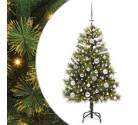 vidaXL Sapin de Noël Artificiel avec Branches Pliables et cônes 120 cm, Arbre de Noël Moderne en cône, décor LED, pour intérieur et extérieur, Jardin, Salon, terrasse