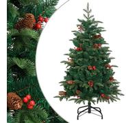 vidaXL Sapin de Noël artificiel, pommes de pin et baies, avec support, 150 cm