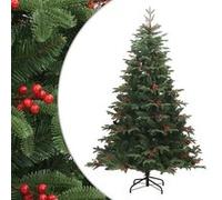 vidaXL Sapin de Noël artificiel avec pommes de pin et baies 180 cm 358376 Vert G