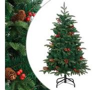 vidaXL Sapin de Noël artificiel avec pommes de pin et baies 150 cm 358375