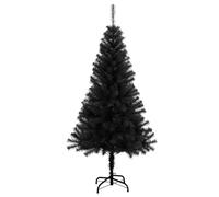 vidaXL Sapin de Noël Artificiel avec Support Arbre de Noël Décoration de Noël Jardin Patio Arrière-Cour Extérieur Salon Noir 120 cm PVC
