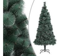 vidaXL Sapin de Noël Artificiel avec Support Arbre de Noël Décoration de Noël Jardin Patio Arrière-cour Extérieur Salon Vert 210 cm PET Vert G