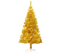 vidaXL Sapin de Noël artificiel avec support Doré 180 cm PET