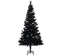 Sapin de Noël Artificiel avec Support Décoration de Noël Arbre Artificiel Salon Salle de Séjour Maison Intérieur Noir 180 cm PVC