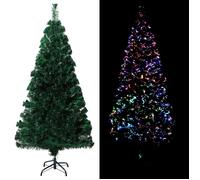 vidaXL Sapin de Noël artificiel avec support Vert 150 cm Fibre optique