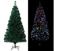 vidaXL Sapin de Noël artificiel avec support Vert 150 cm Fibre optique Vert G