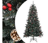 vidaXL Sapin de Noël artificiel avec support Vert 210 cm PVC Vert