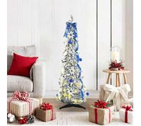 vidaXL Sapin de Noël artificiel conique 120 cm PVC 50 LED blanc pliable et léger