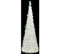 vidaXL Sapin de Noël artificiel escamotable 150 LED blanc 180 cm Blanc G