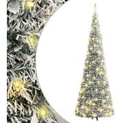 Sapin de Noël Artificiel Escamotable avec Neige Floquée 200 LED, Arbre de Noël avec Lumières, Décoration de Fête Vacance Intérieur Extérieur, 210 cm